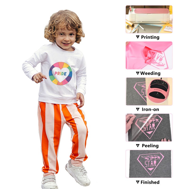 RENLITONG Pink HTV Iron on Vinyl 12Inch by 15ft Roll HTV Heat Transfer Vinyl for T-Shirt HTV Vinyl Rolls for All Cutter Machine - Easy to Cut & Weed for Heat Vinyl Design - Image 2